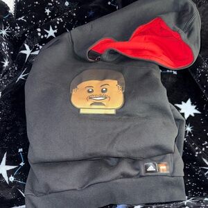 Adidas x Lego Black Hoodie with Red Interior and Graphic
